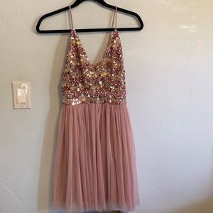 Beautiful ASOS mini dress with glitter embellishment and light pink tulle bottom